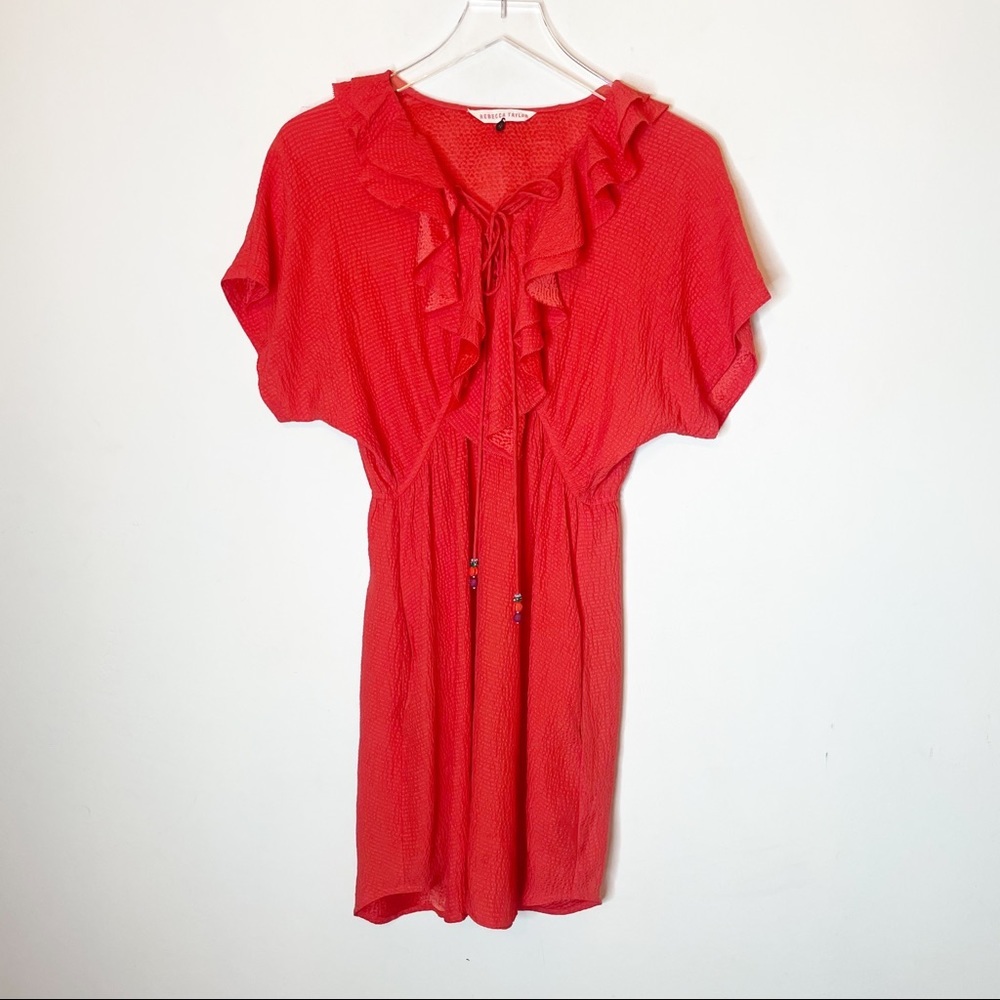 Rebecca Taylor 100% Silk Ruffle Sleeveless Dress 6